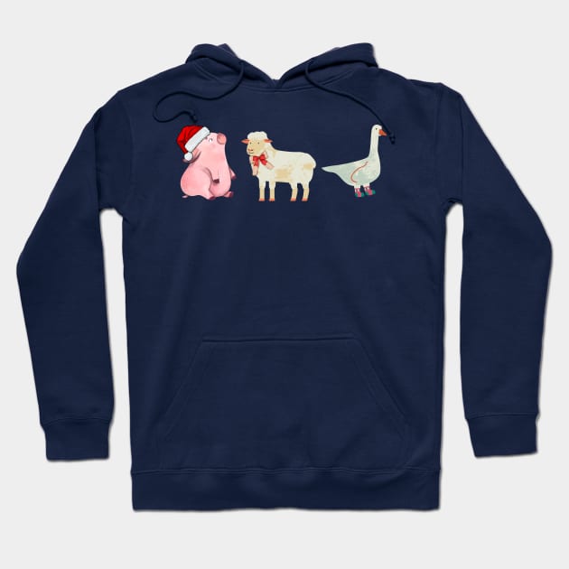 Farm Animal Christmas Hoodie by WildenRoseDesign